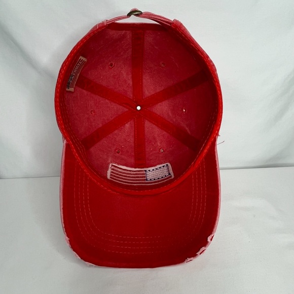 Red Distressed American Patriot Baseball Hat - Picture 11 of 11